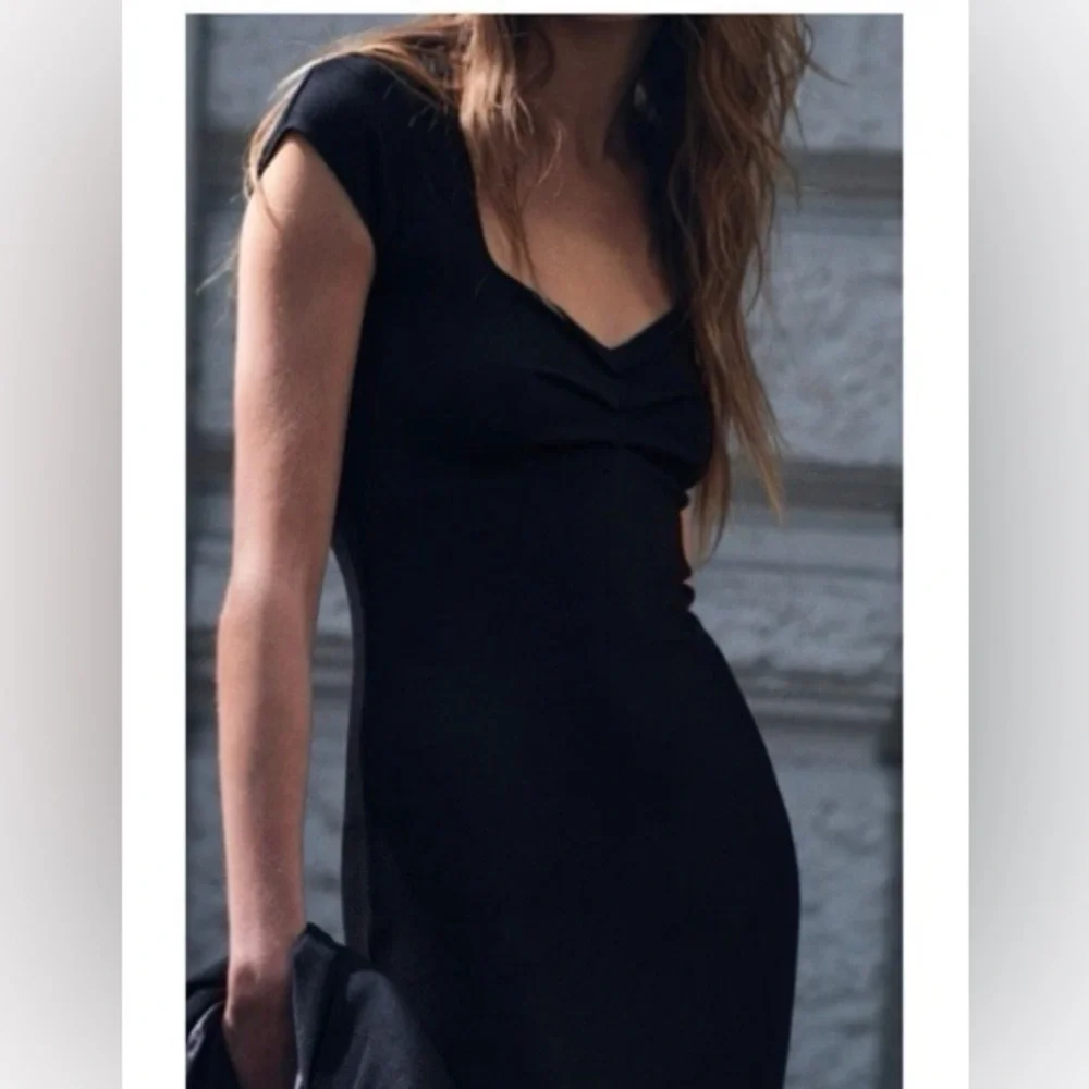 Banana republic midi small fitted sheath dress slinky chic boho cap sleeve